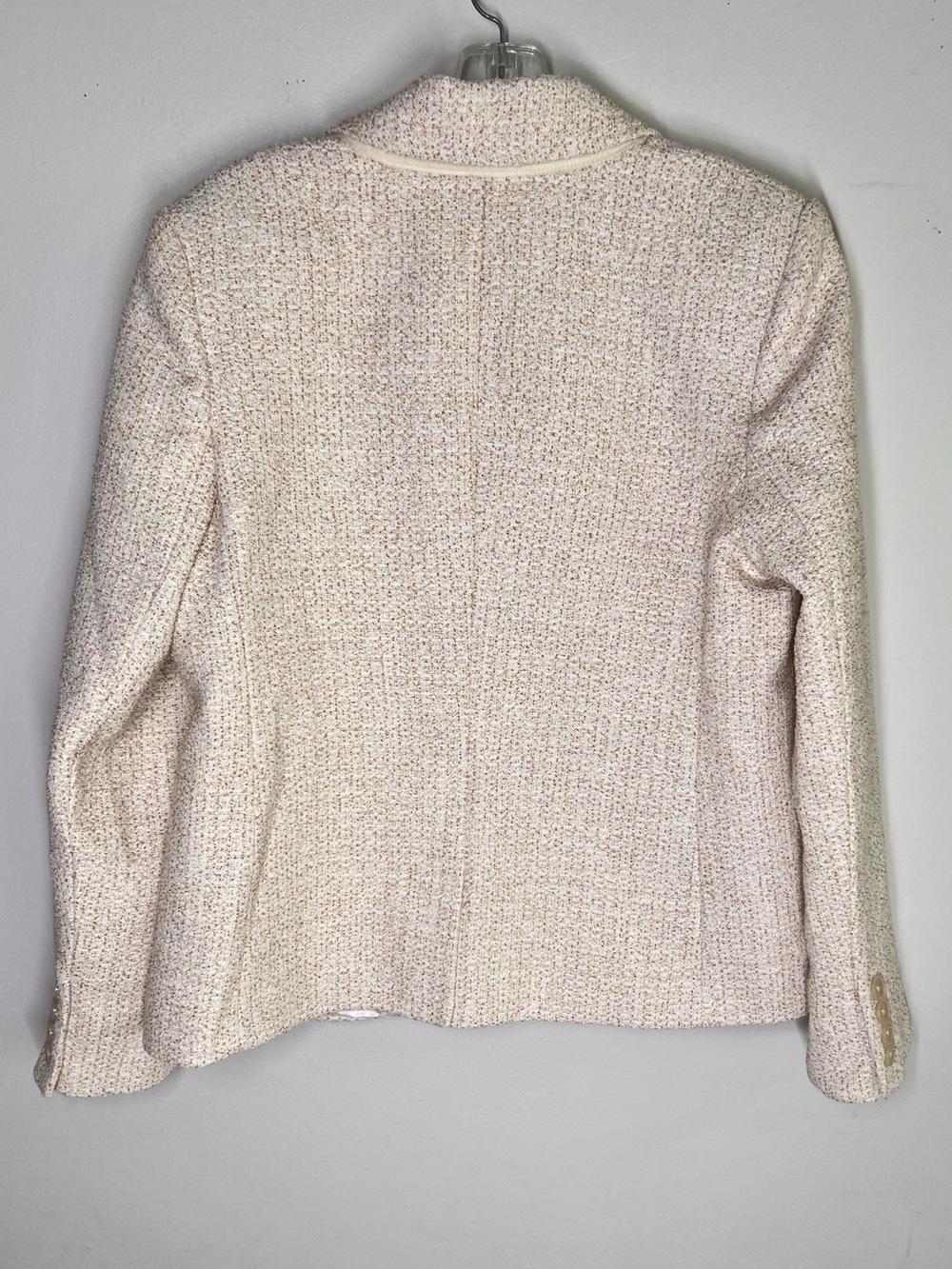ME+EM Boucle Contour Jacket Italian Cotton Blend Ivory Metallic Sz US 10 - Picture 7 of 12